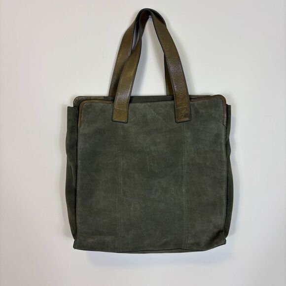Cole Haan Green Suede Book Bag Shoulder Purse - Picture 1 of 8